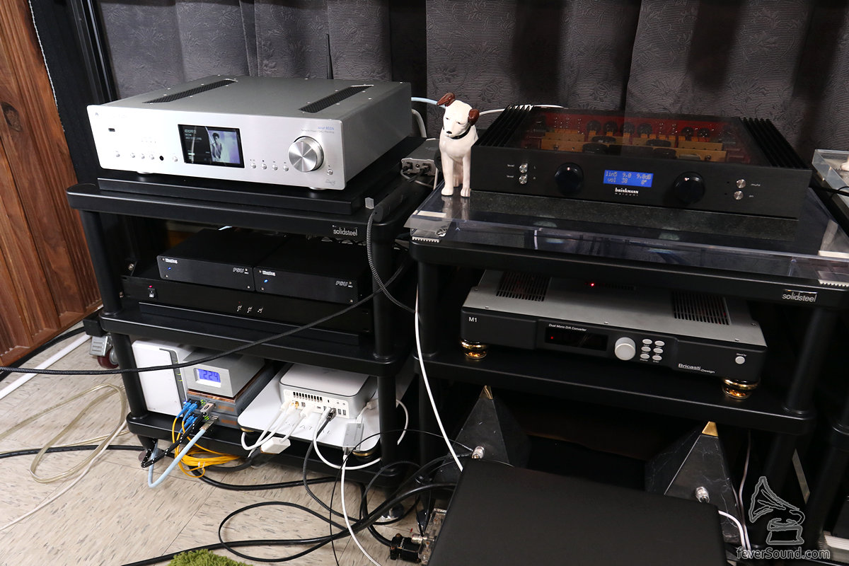 實試現場,夾配的是德國Brinkmann Audio的Marconi前級以及瑞士PSI Audio的A25-M