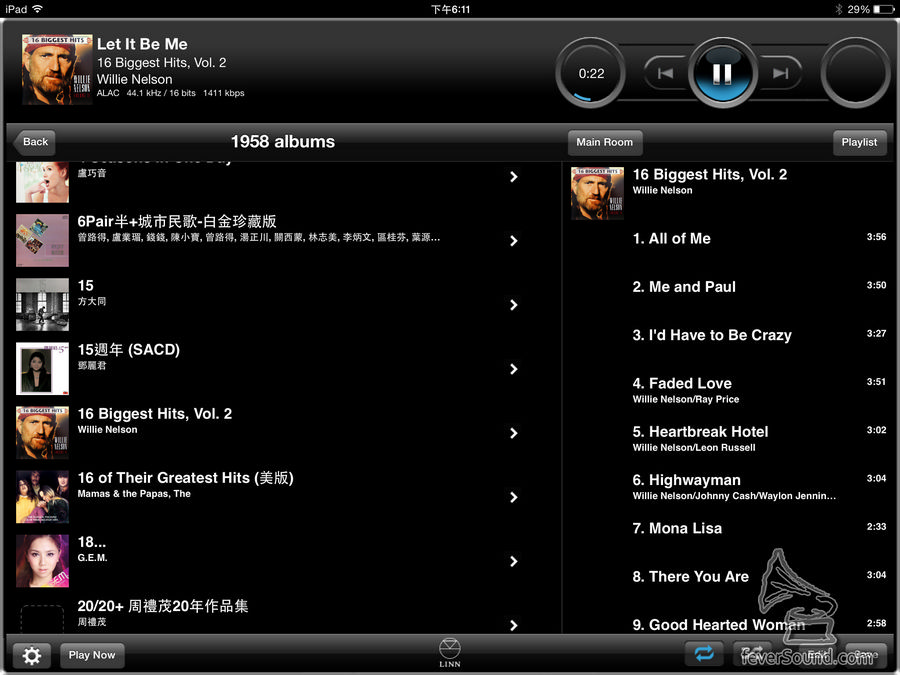 Linn 本身有兩款 app 可作控制,圖為 Kinsky