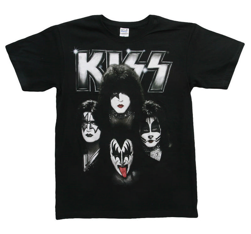 kiss-lightning-strikes-black-tshirt-front