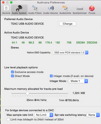 OSX可直認到DSD256,但要順利播放,仍然要用廠方提供的 HR Player 方可