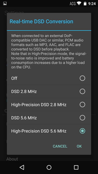 除了DSD原生輸出,也可把PCM音樂經USB DSD升頻輸出