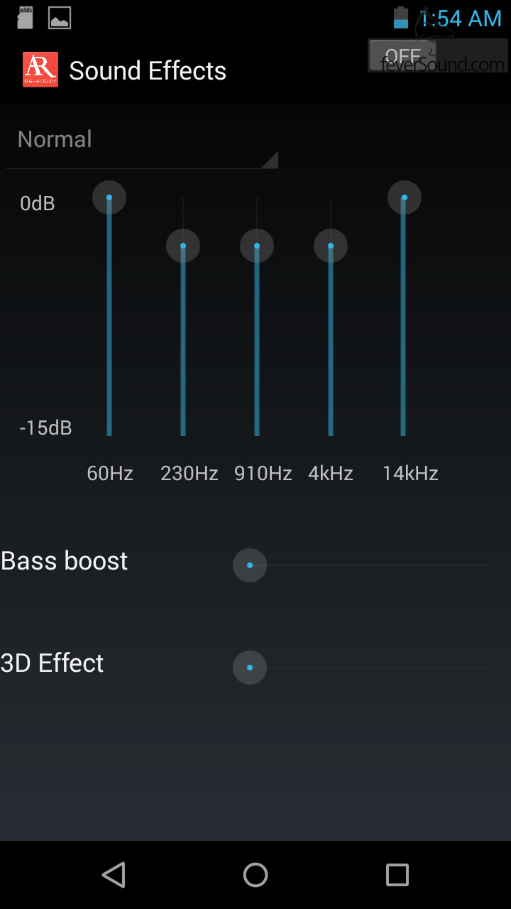 音效設定功能比較簡單,只有5 band EQ、Bass Boost及3D Effect